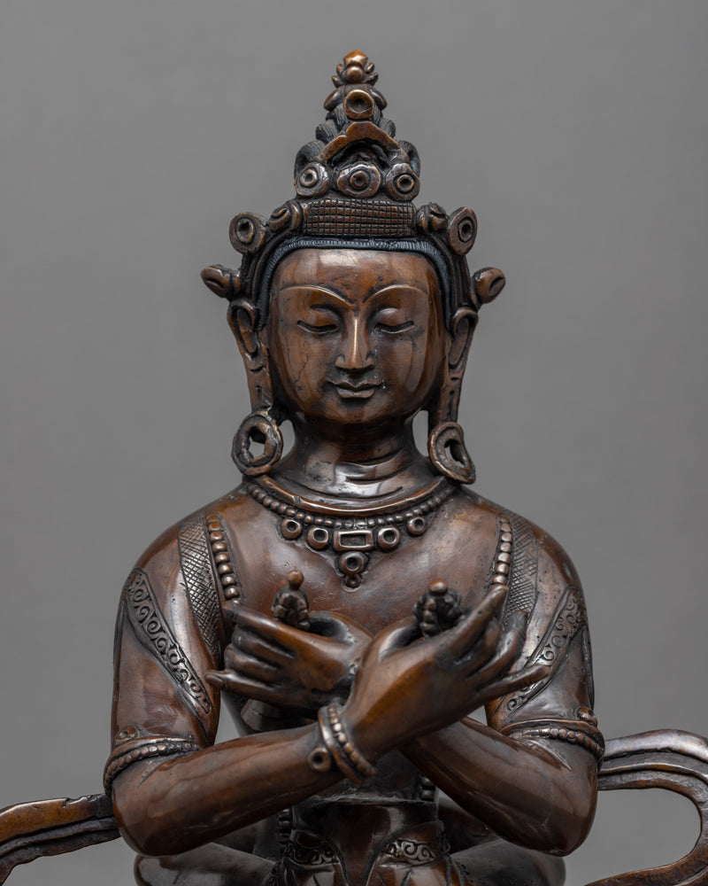 Oxidized Copper Statue Of Vajradhara and Consort |  Tibetan Buddha Sculpture For Mindfulness