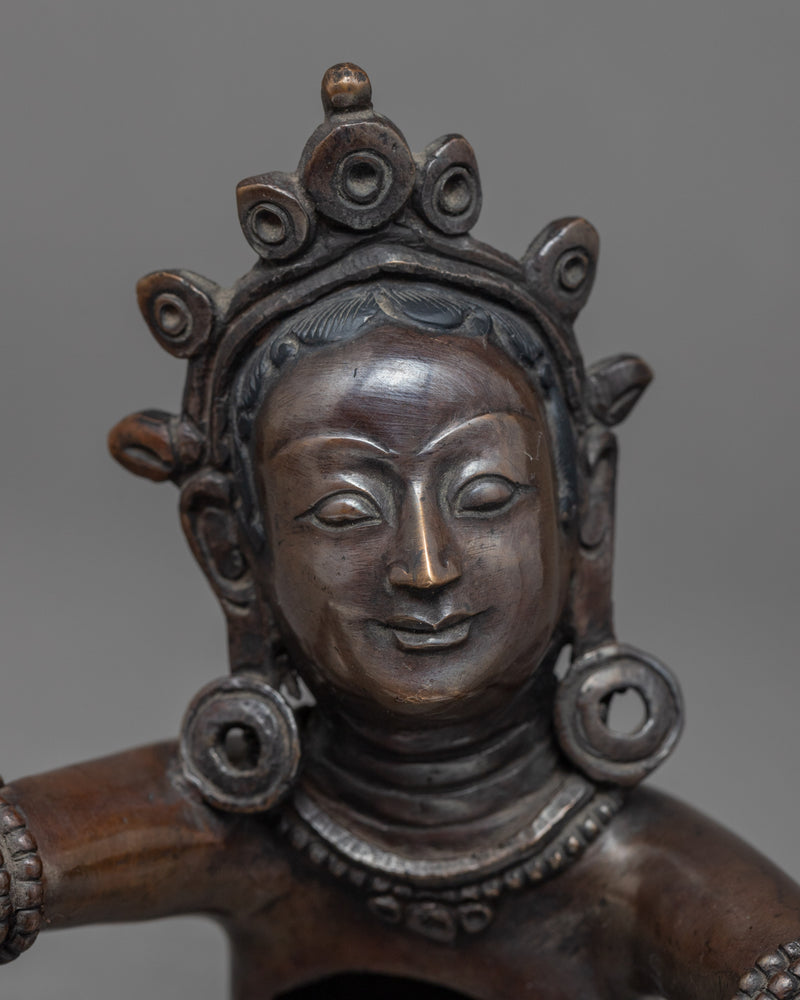 Oxidized Copper Statue Of Vajradhara and Consort |  Tibetan Buddha Sculpture For Mindfulness
