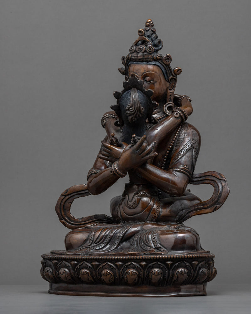 Oxidized Copper Statue Of Vajradhara and Consort |  Tibetan Buddha Sculpture For Mindfulness