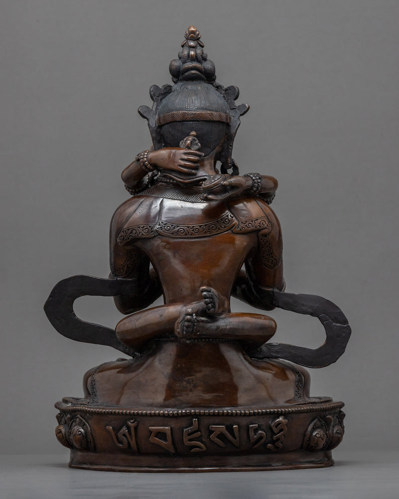 Oxidized Copper Statue Of Vajradhara and Consort |  Tibetan Buddha Sculpture For Mindfulness