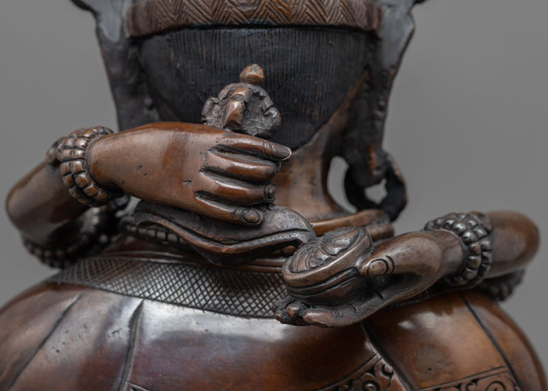 Oxidized Copper Statue Of Vajradhara and Consort |  Tibetan Buddha Sculpture For Mindfulness