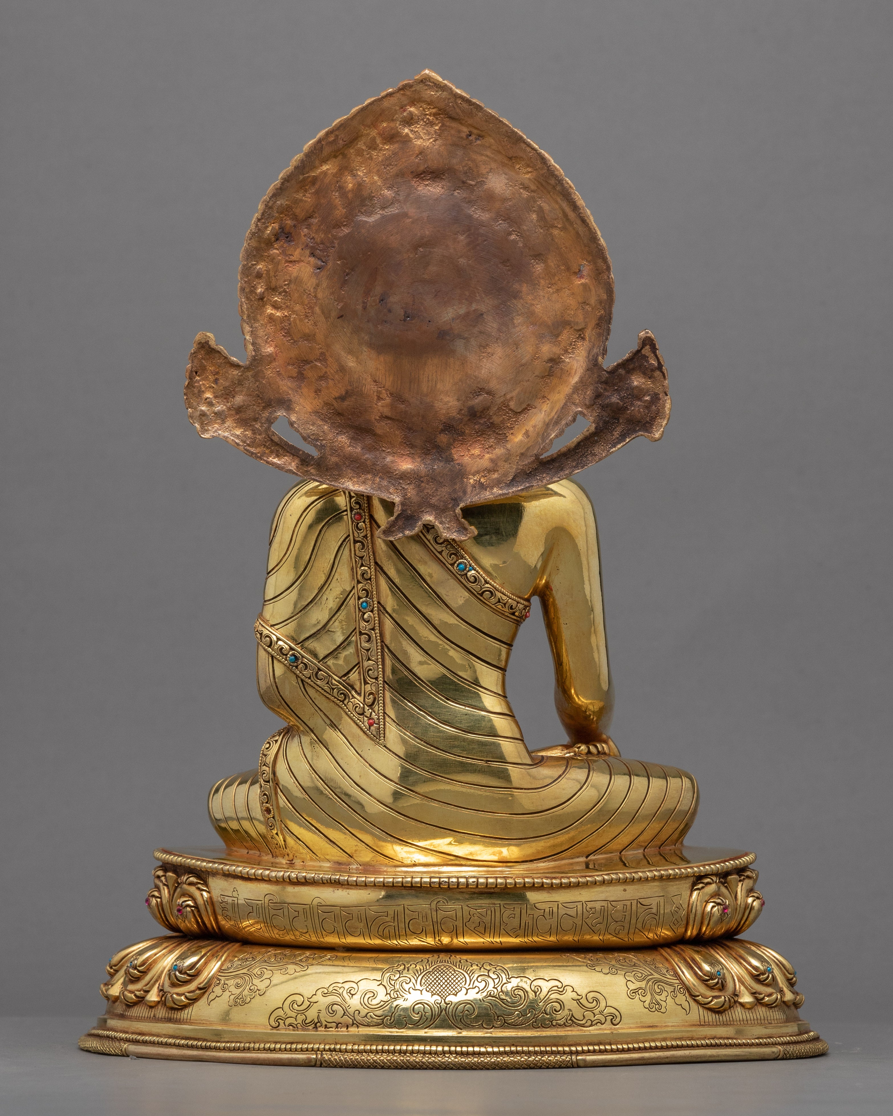 Seated Shakyamuni Buddha In Lotus Statue | Tibetan Art Plated with Gold