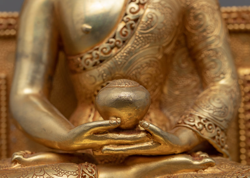 Hand-Carved Amitabha Buddha Sutra Practice Statue | Traditional Buddhist Art