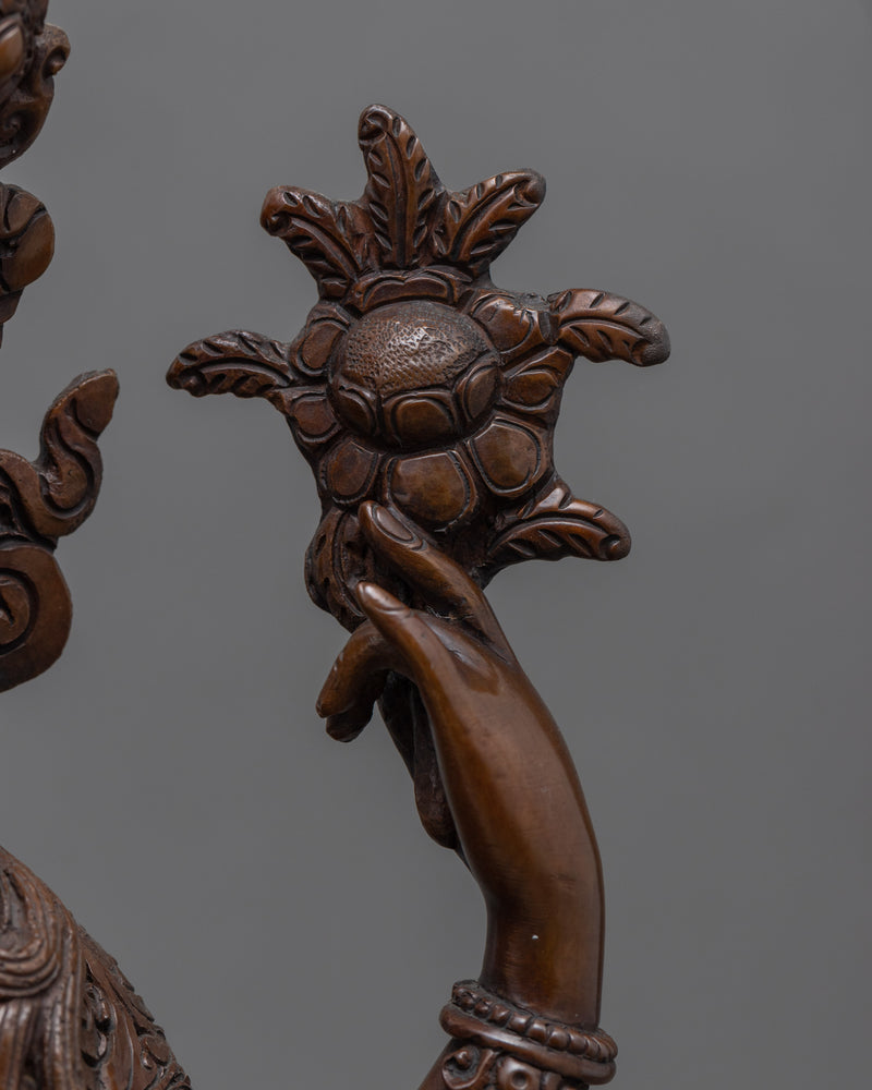 Red Chenrezig Copper Body Statue | Tibetan Bodhisattva Scultpure