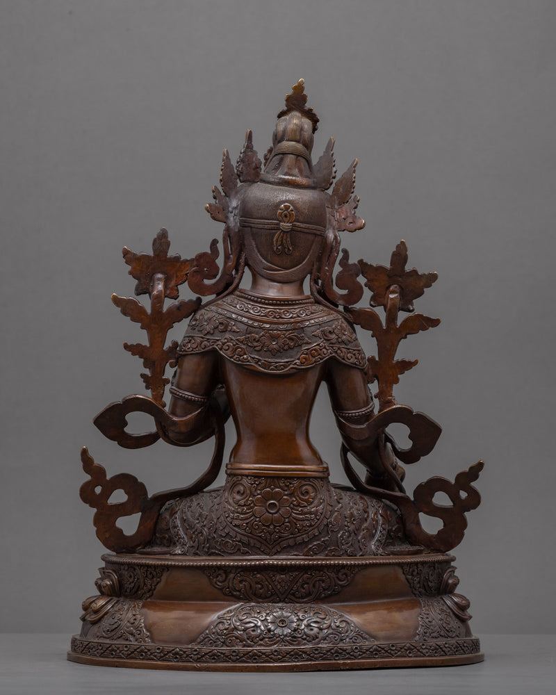 Oxidized Copper Statue For White Tara Chant | Traditionally Hand-Carved Art