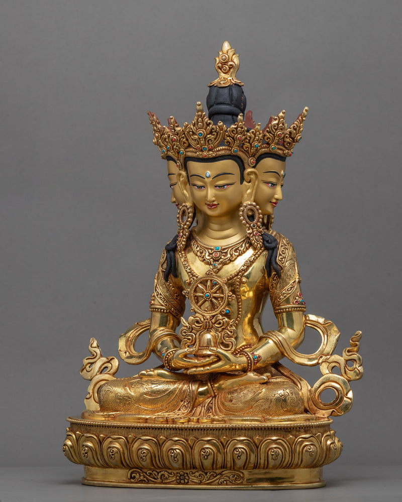 Vairocana Mantra Practice Statue | 24K Gold Hand Carved Statue