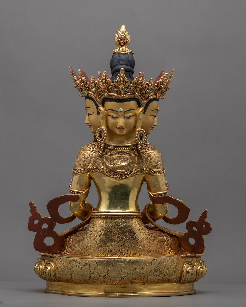 Vairocana Mantra Practice Statue | 24K Gold Hand Carved Statue