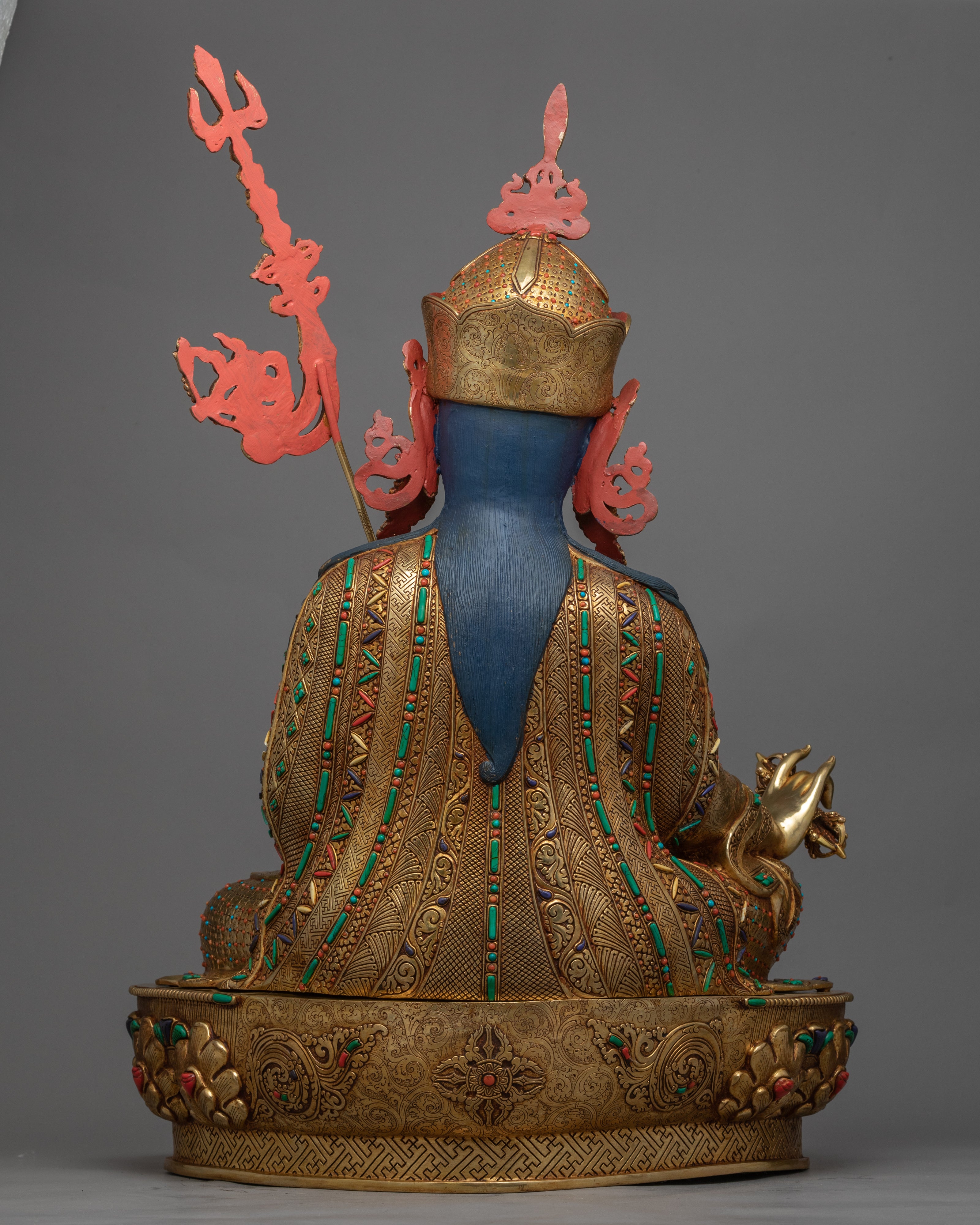 Traditional Guru Rinpoche Tibet Statue | Gold-Plated Himalayan Artwork