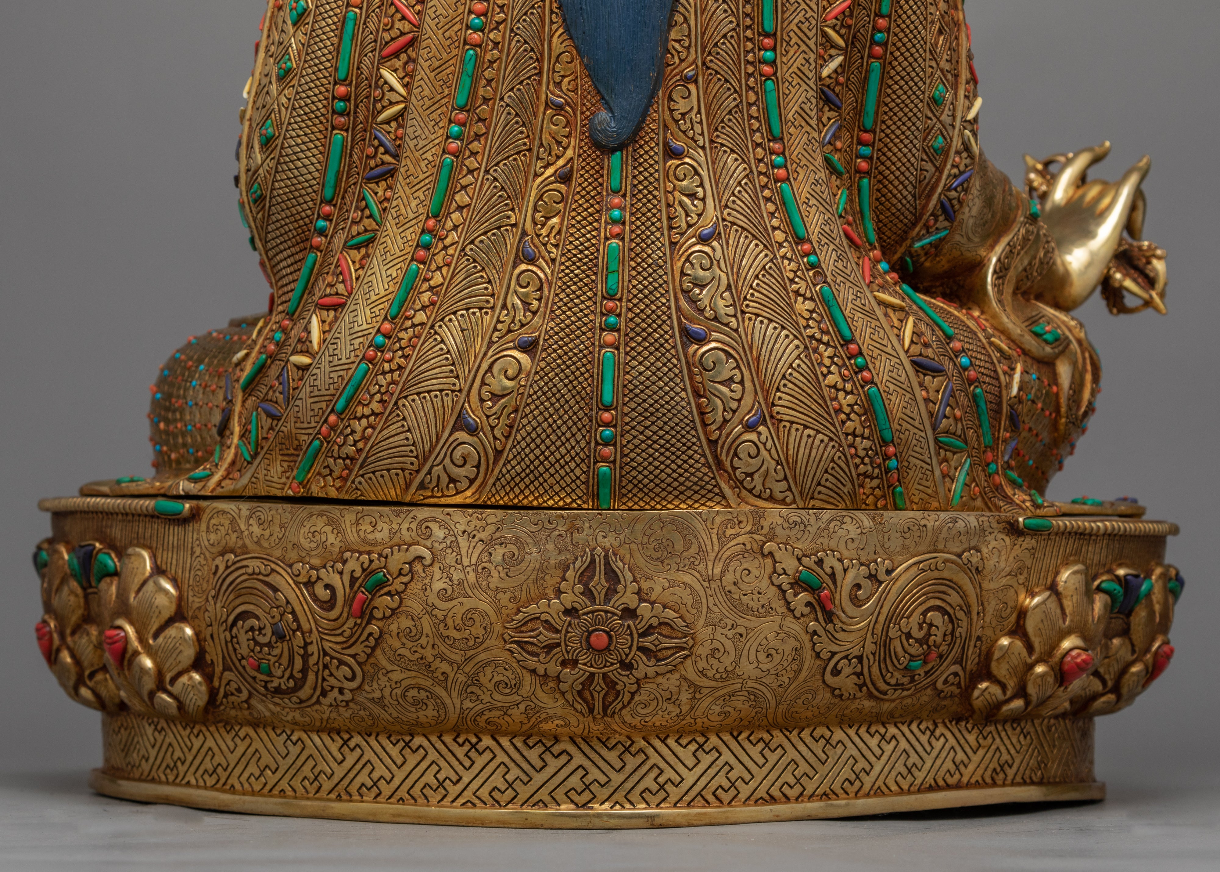 Traditional Guru Rinpoche Tibet Statue | Gold-Plated Himalayan Artwork