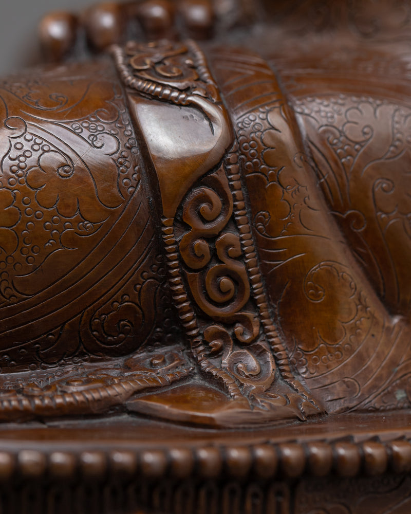 Amitabha The Buddha Of Infinite Light Sculpture | Oxidized Copper Artwork Of Buddhist Deity