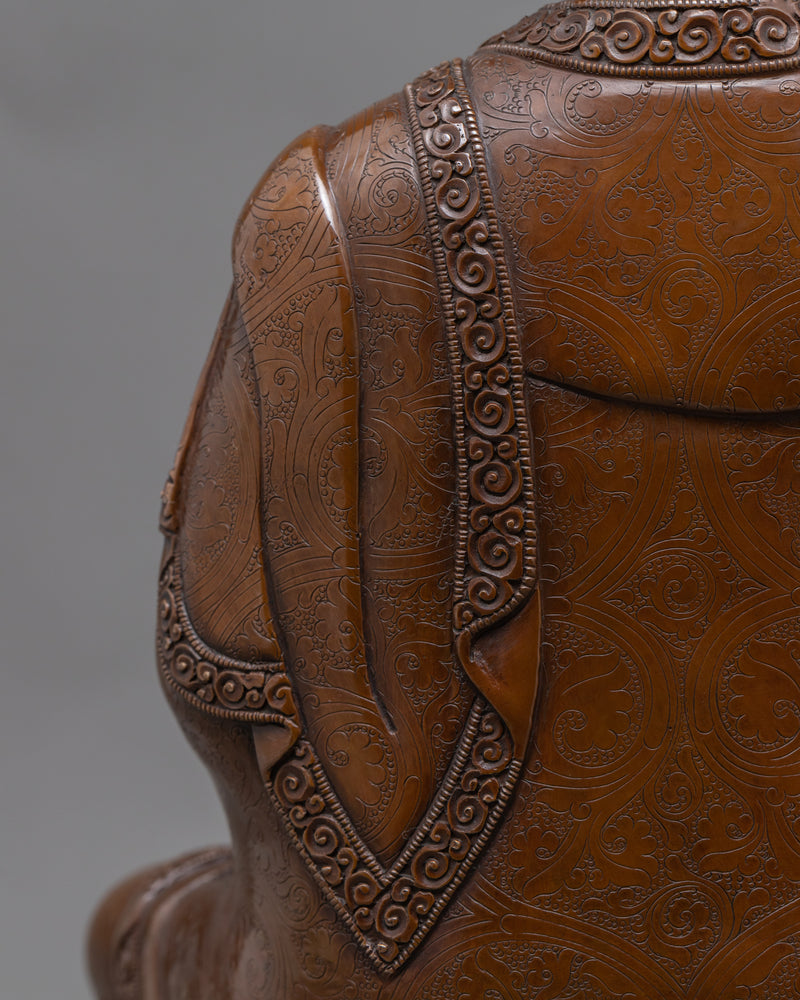 Amitabha The Buddha Of Infinite Light Sculpture | Oxidized Copper Artwork Of Buddhist Deity