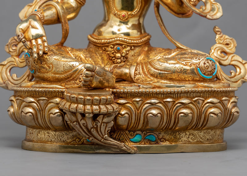 Gold Statue For Benefits Of Green Tara Mantra | 24K Gold Hand Carved Statue