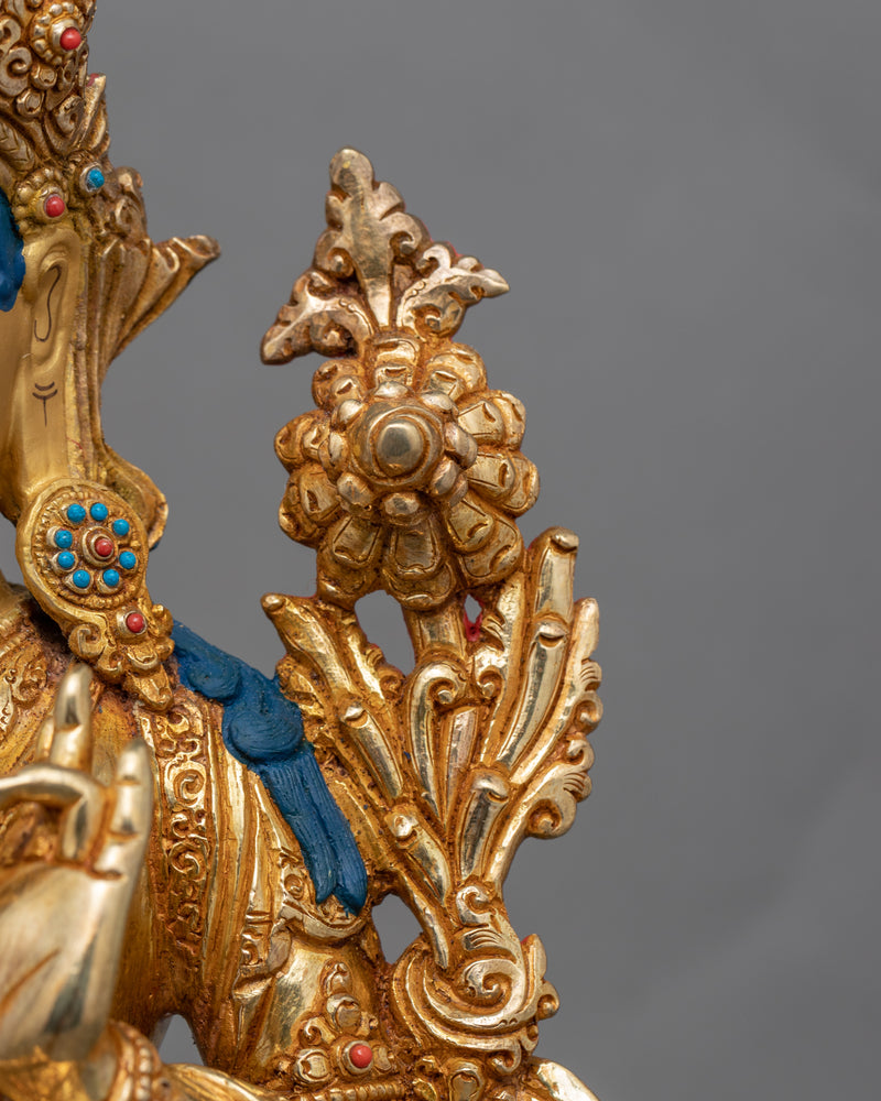 Gold Statue For Benefits Of Green Tara Mantra | 24K Gold Hand Carved Statue