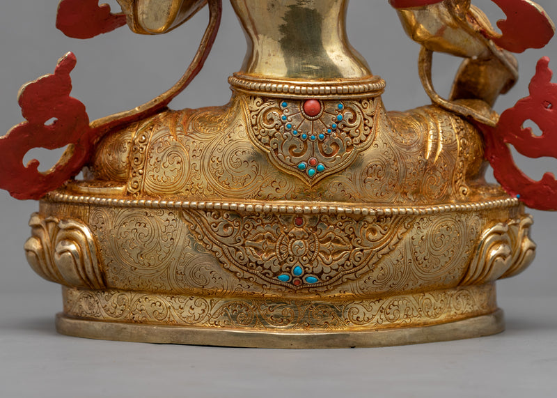 Gold Statue For Benefits Of Green Tara Mantra | 24K Gold Hand Carved Statue