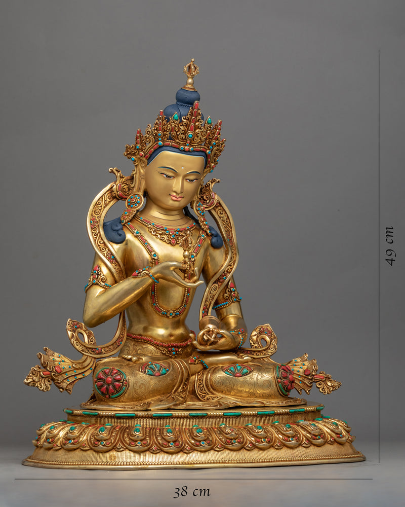 Large Gold Statue For Vajrasattva Visualization | 24K Gold Hand-Carved Statue