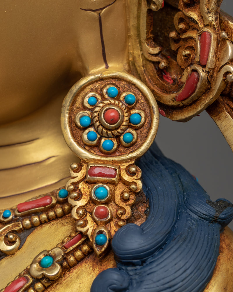 Large Gold Statue For Vajrasattva Visualization | 24K Gold Hand-Carved Statue