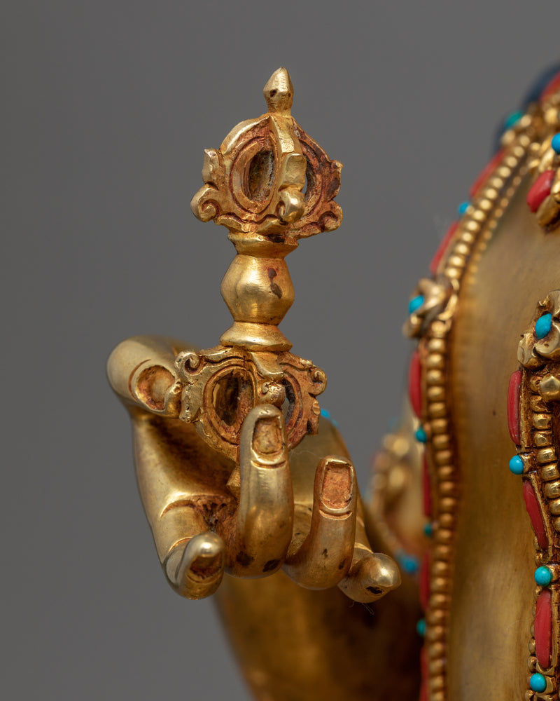 Large Gold Statue For Vajrasattva Visualization | 24K Gold Hand-Carved Statue