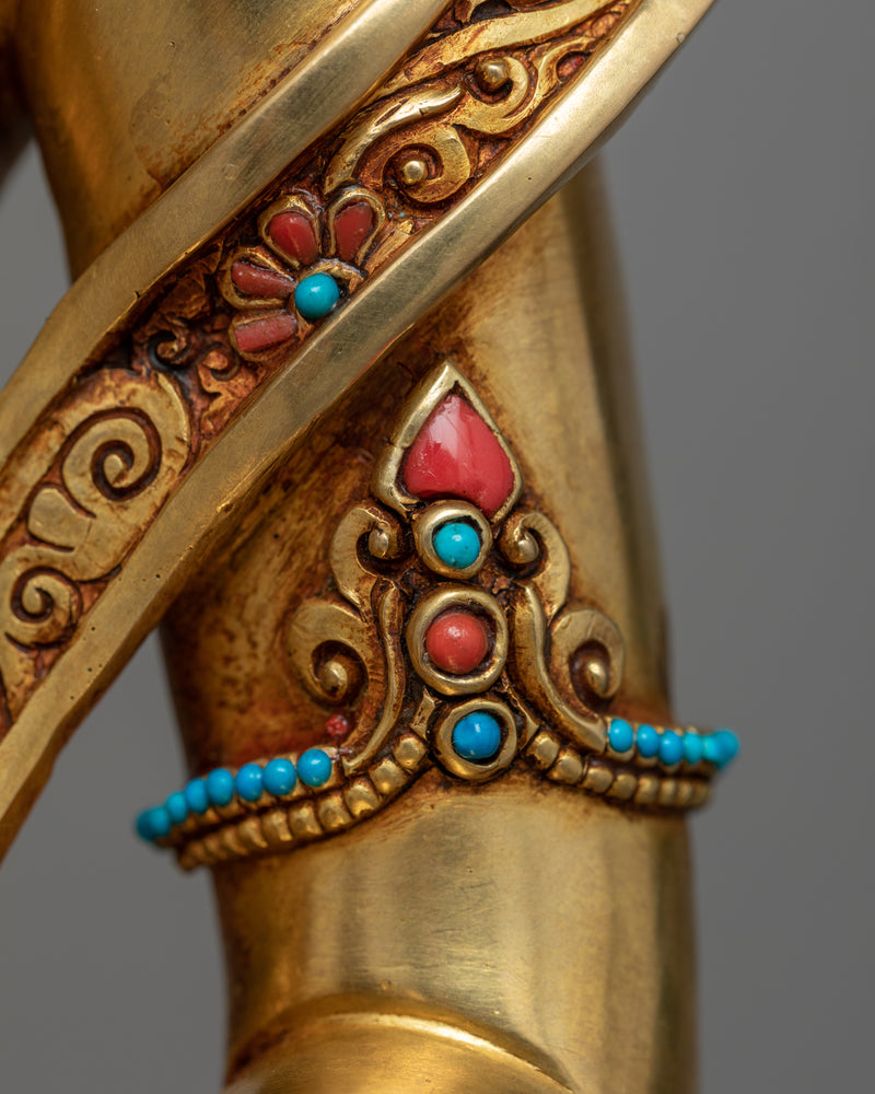 Large Gold Statue For Vajrasattva Visualization | 24K Gold Hand-Carved Statue