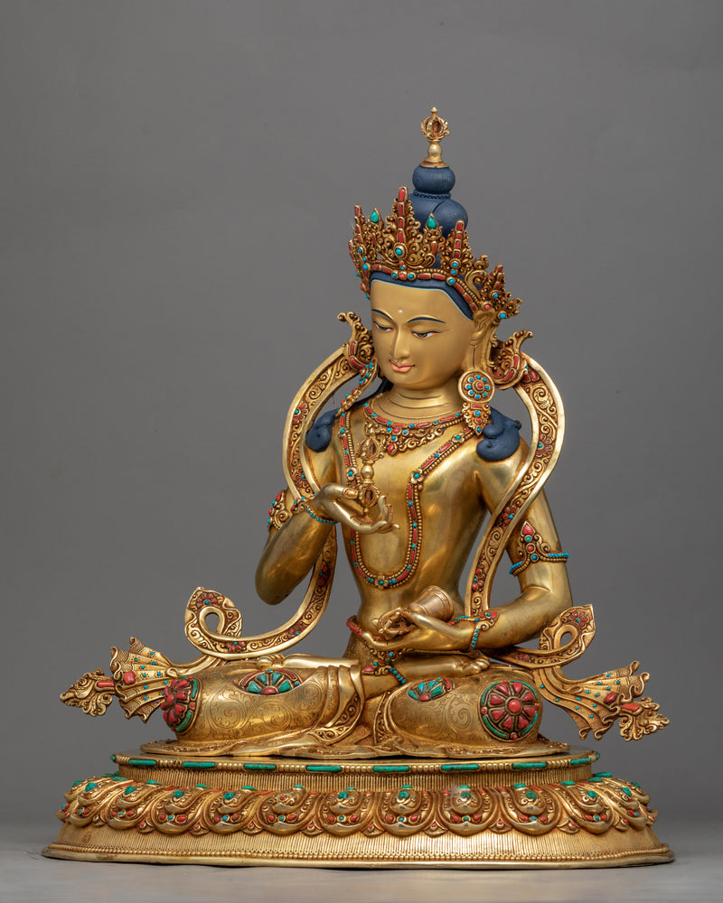 Large Gold Statue For Vajrasattva Visualization | 24K Gold Hand-Carved Statue