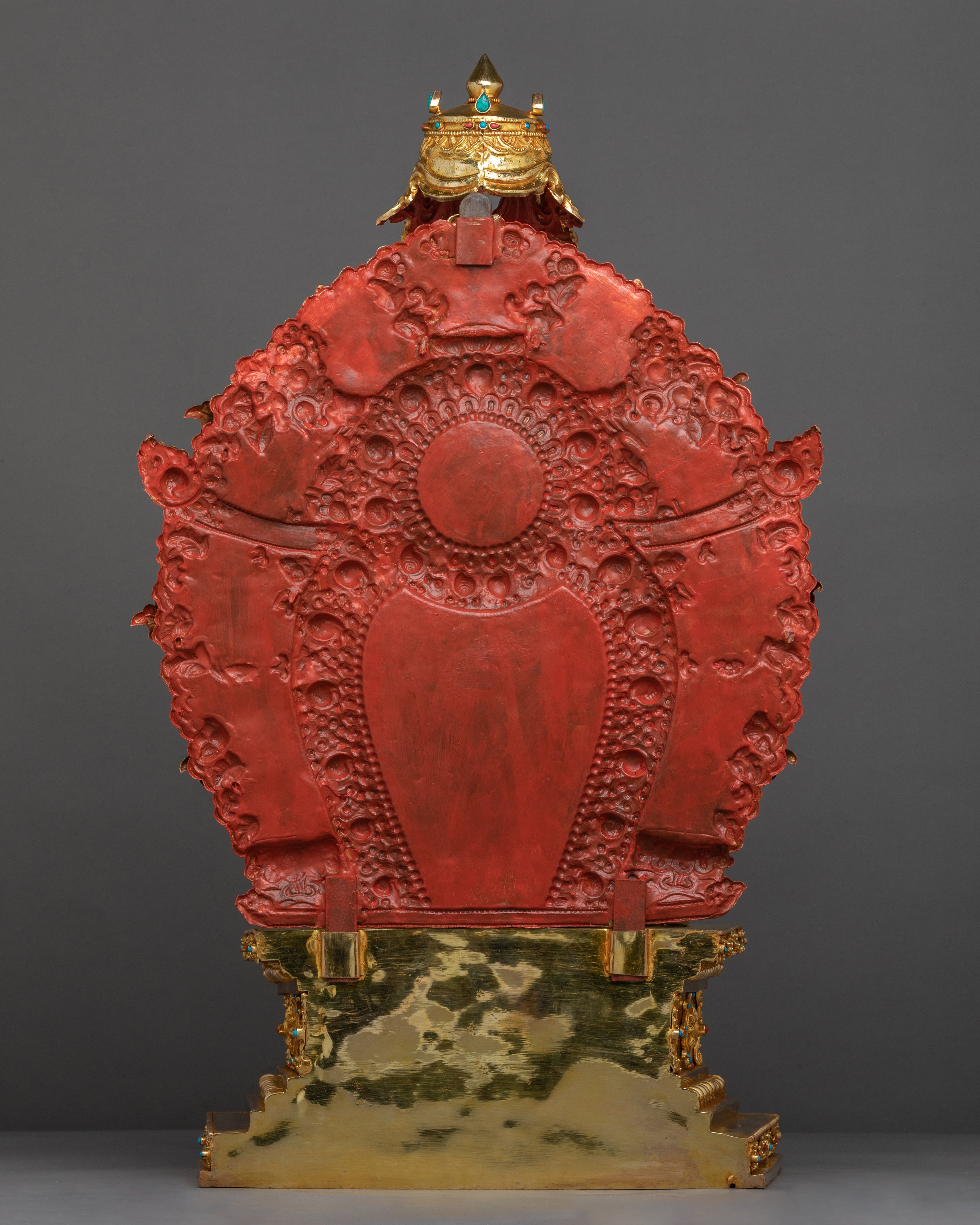 Medicine Buddha Figurine Seated Upon Throne | Gold Gilded Sculptures