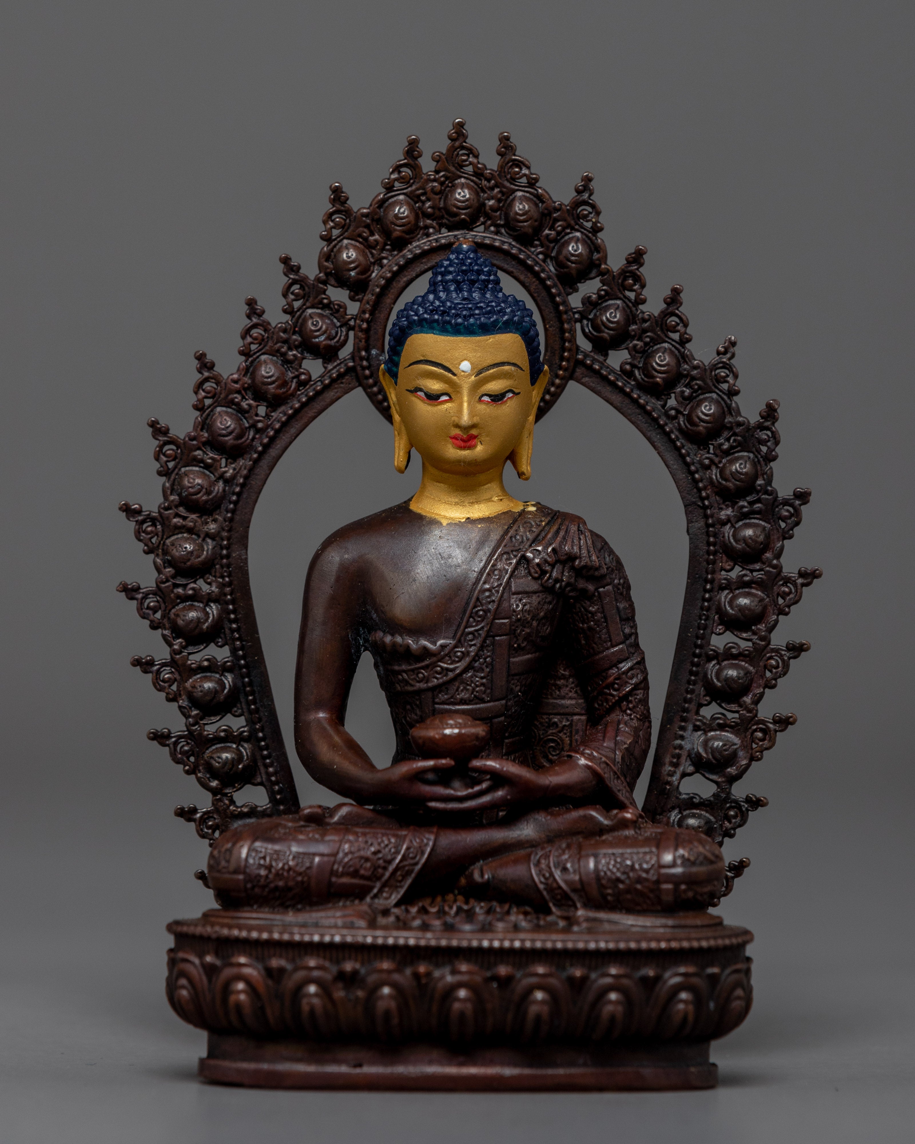 Five Dhyani Buddhas Sculpture | Gold Gilded 5 Dhyani Buddhas Statue Set