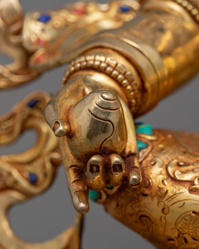 Traditional Tibetan Dzambala Gold Statue | Himalayan Tibetan Wealth Deity Figurine