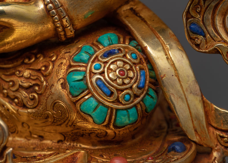 Traditional Tibetan Dzambala Gold Statue | Himalayan Tibetan Wealth Deity Figurine