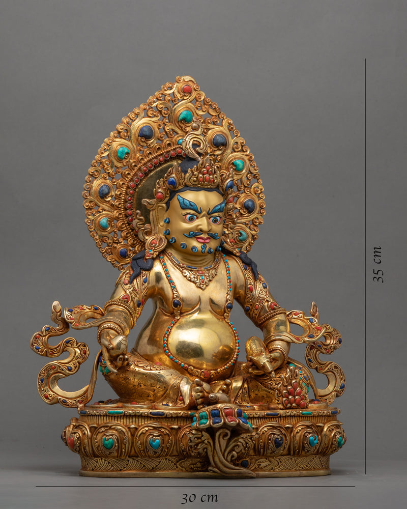 Traditional Tibetan Dzambala Gold Statue | Himalayan Tibetan Wealth Deity Figurine