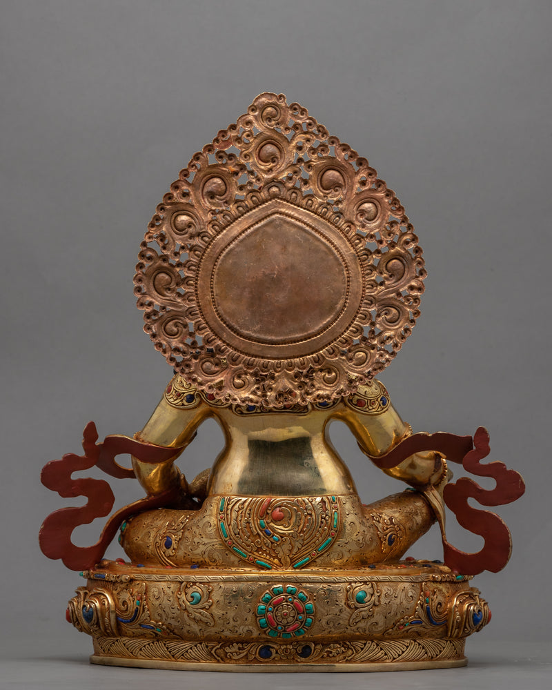 Traditional Tibetan Dzambala Gold Statue | Himalayan Tibetan Wealth Deity Figurine