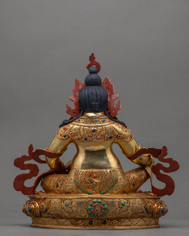 Traditional Tibetan Dzambala Gold Statue | Himalayan Tibetan Wealth Deity Figurine