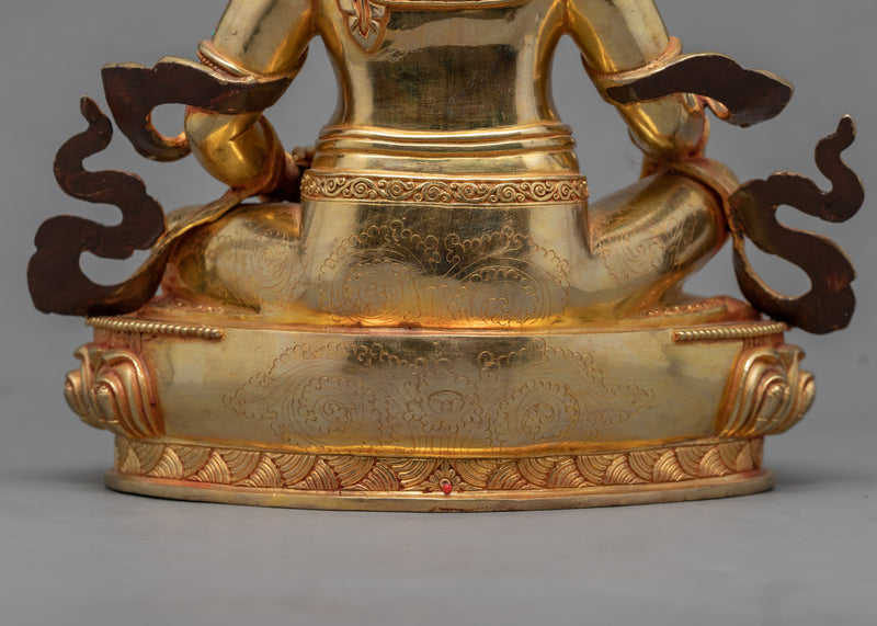 Yellow Jambhala Practice Statue | Gold-Gilded Statue For Meditation