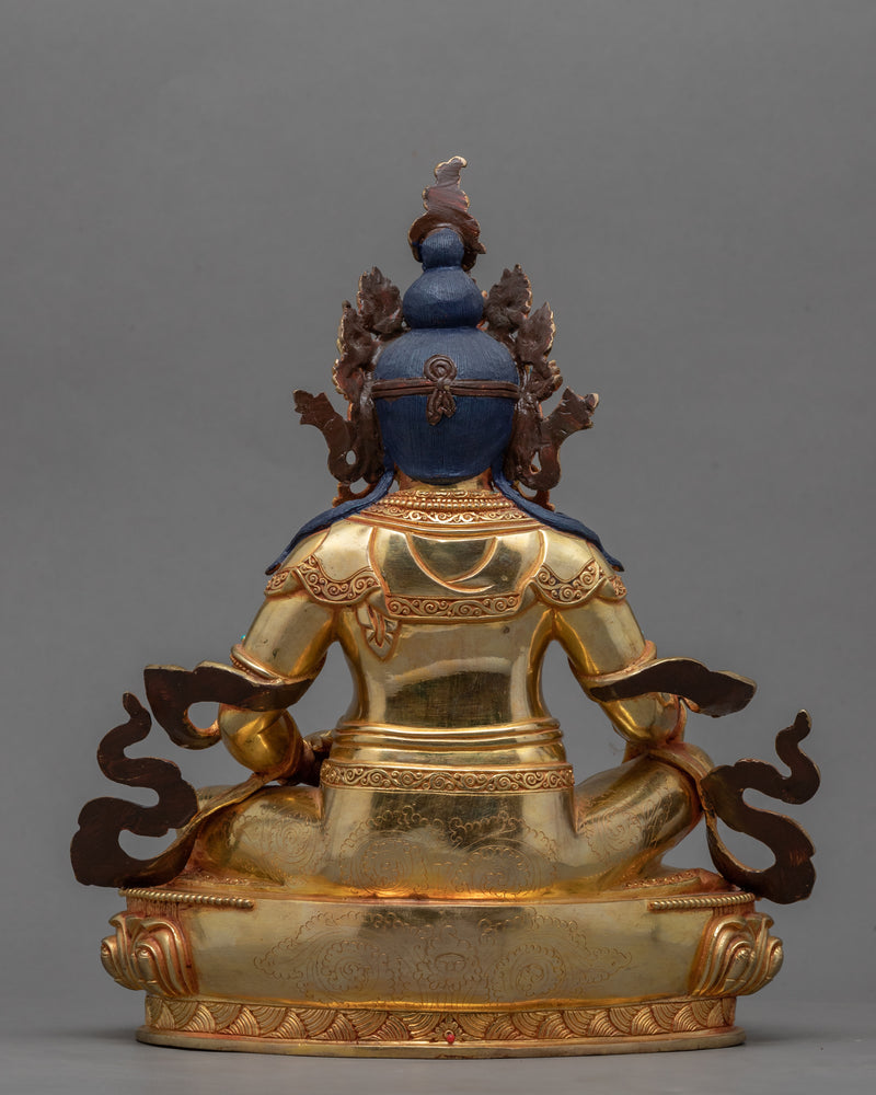Yellow Jambhala Practice Statue | Gold-Gilded Statue For Meditation