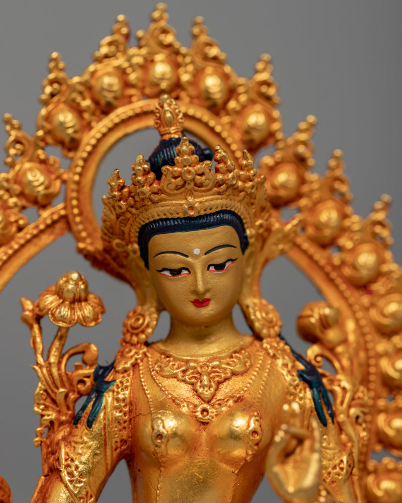Mini Green Tara Sculpture | Buddhist Compassionate Deity