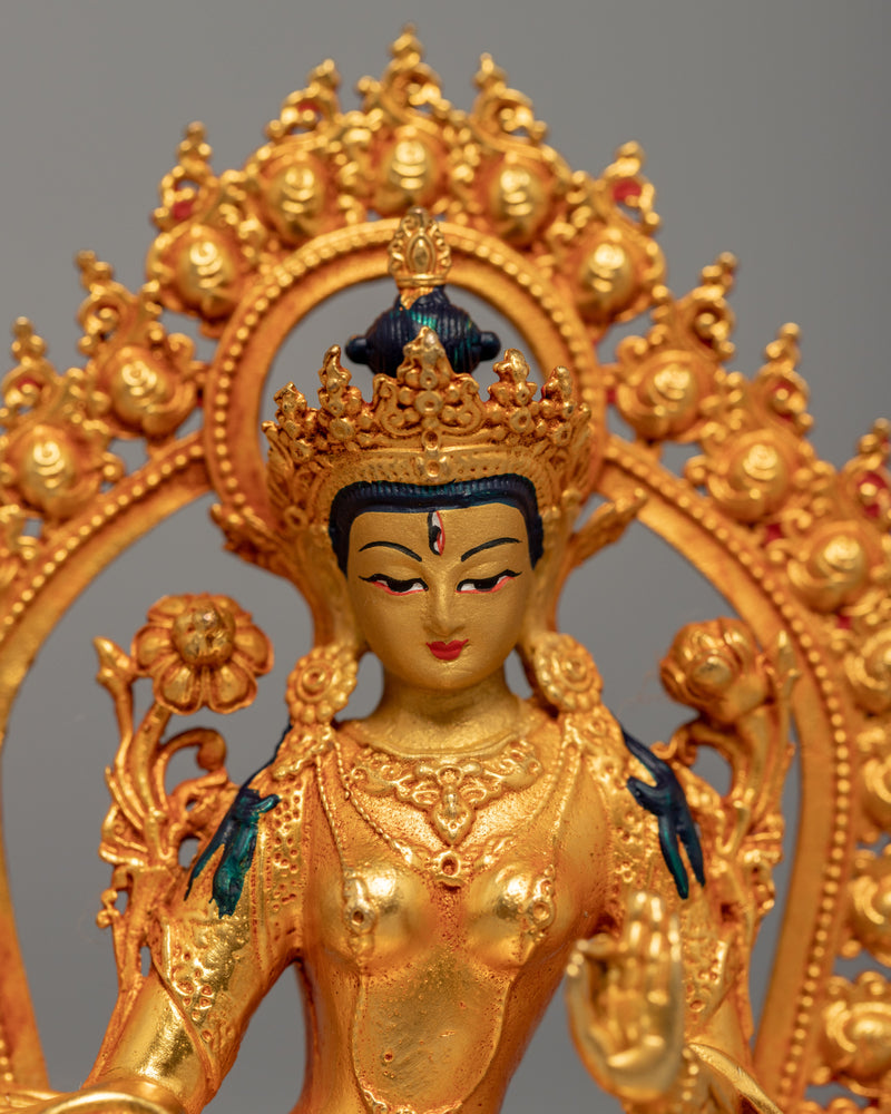 Mini White Tara Sculpture | Buddhist Long Life Deity
