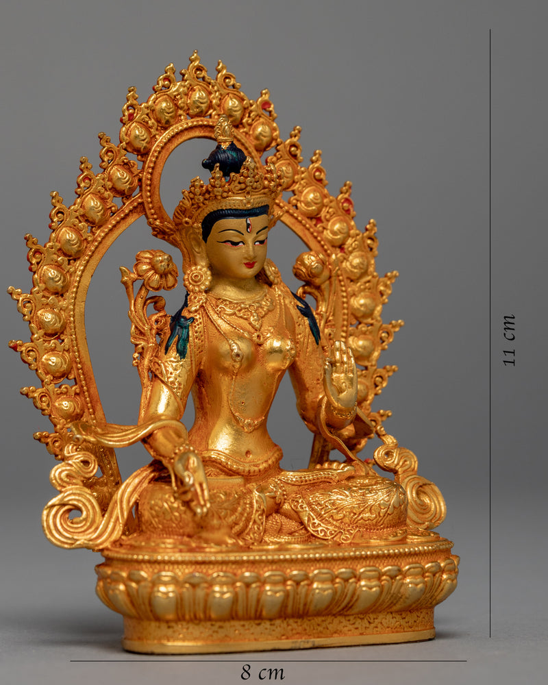 Mini White Tara Sculpture | Buddhist Long Life Deity
