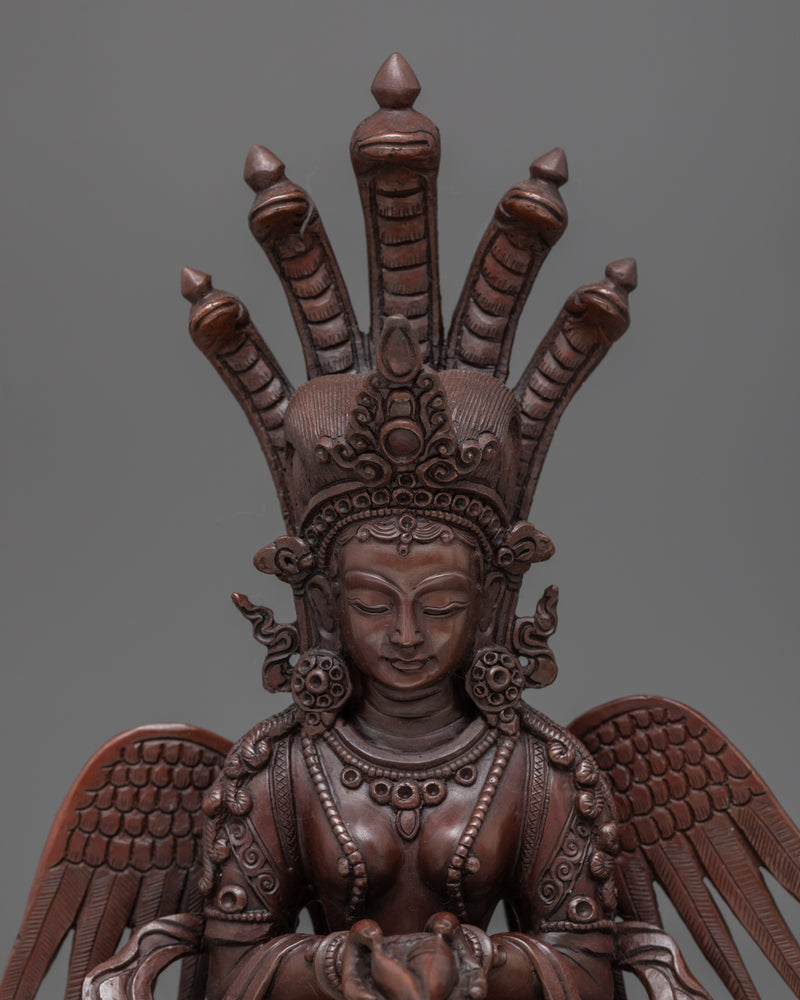 Naga Kanya Goddess Statue | Oxidized Copper Artwork Of Buddhist Deity
