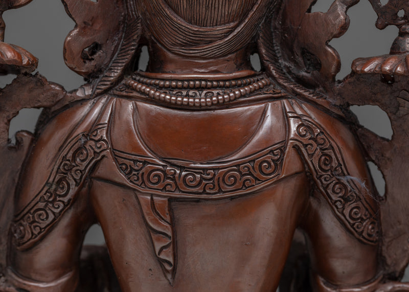 Maitreya The Future Buddha Sculpture | Oxidized Copper Artwork Of Buddhist Deity