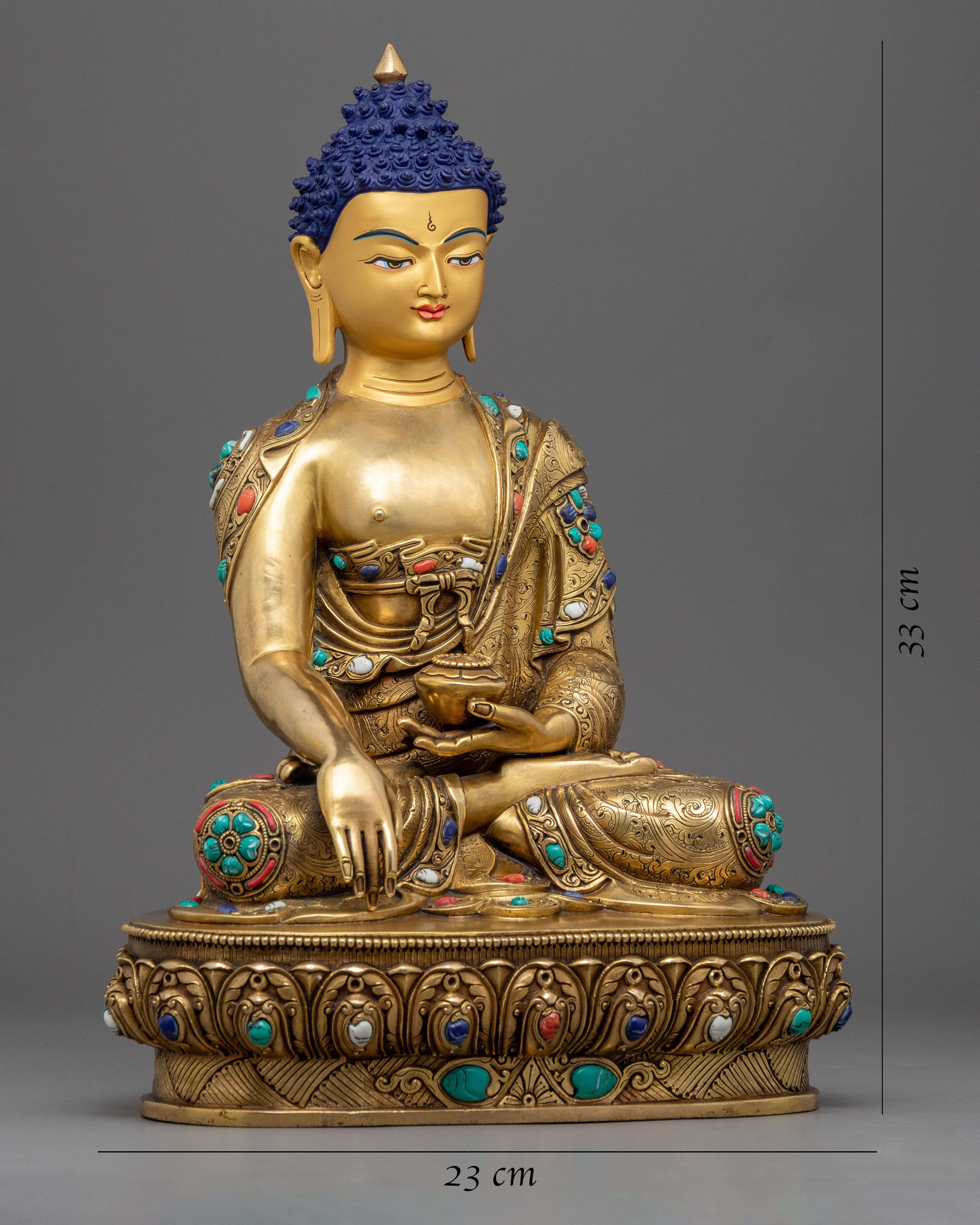 Shakyamuni Buddha Statue Indoor Practice | Gold-Gilded Buddhist Traditional Sculpture