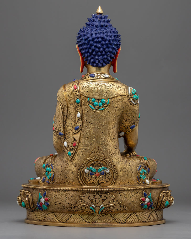 Shakyamuni Buddha Statue Indoor Practice | Gold-Gilded Buddhist Traditional Sculpture