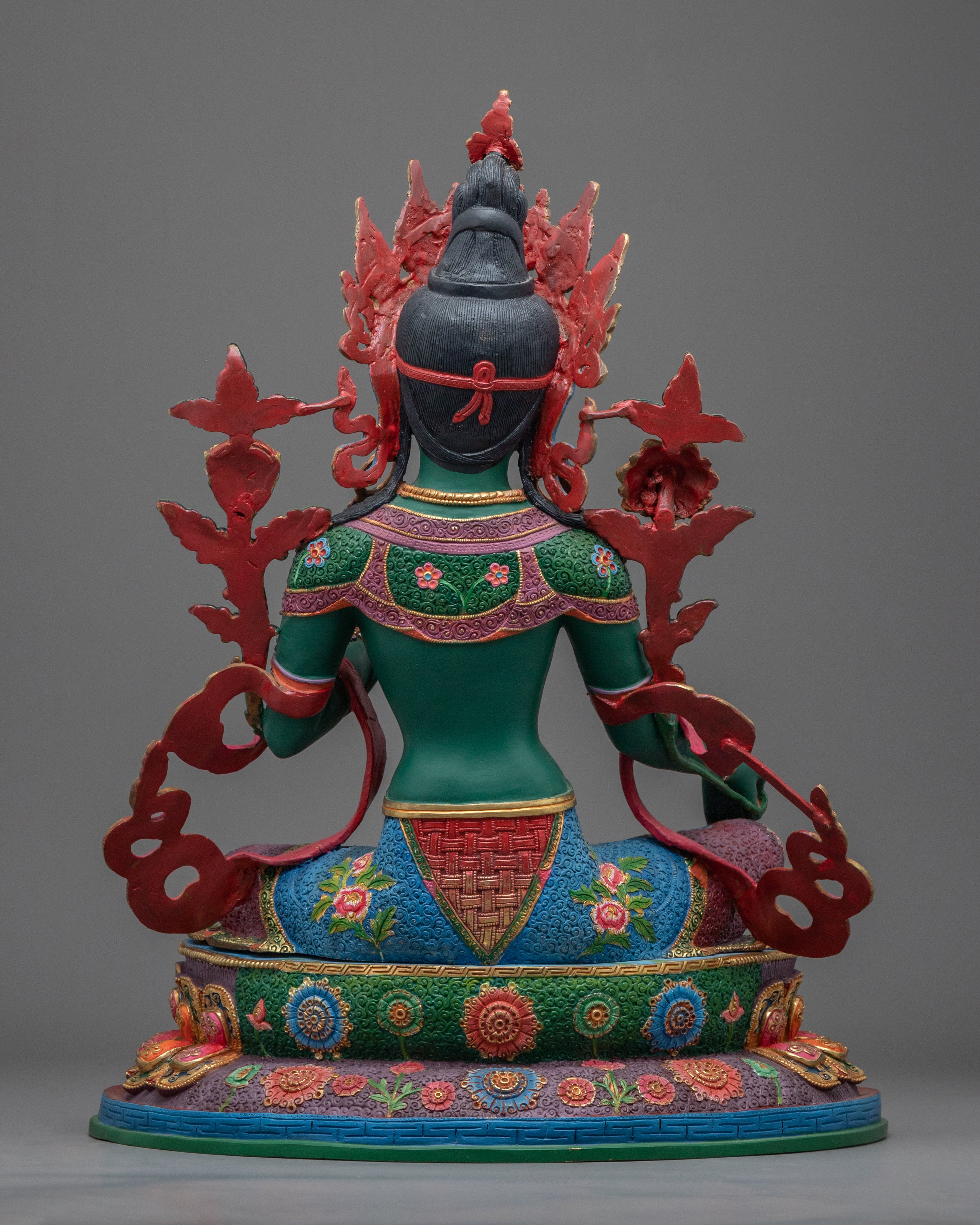 Tibetan Goddess Green Tara Statue | Female Buddhist Deity Statue For Prayer