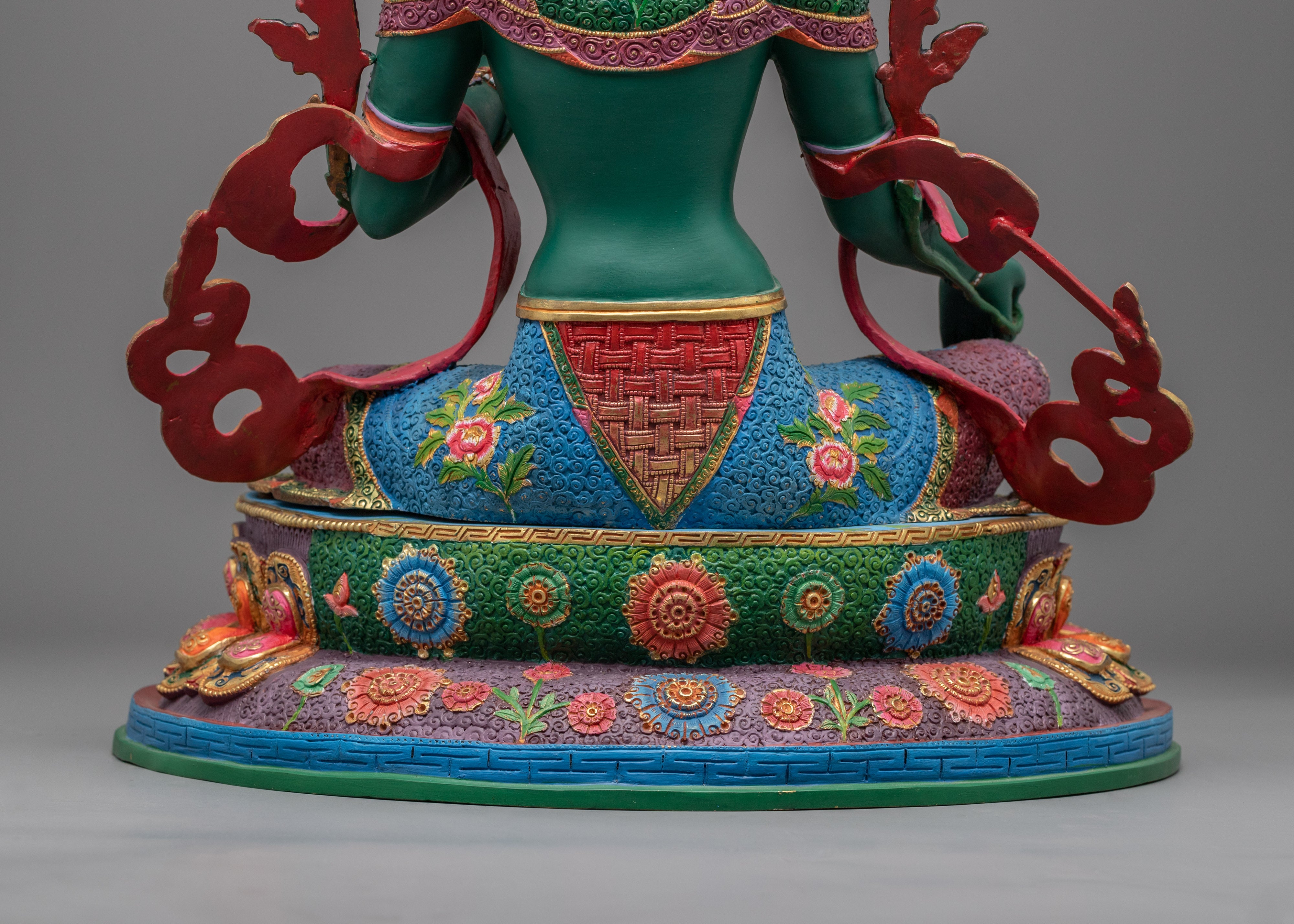 Tibetan Goddess Green Tara Statue | Female Buddhist Deity Statue For Prayer