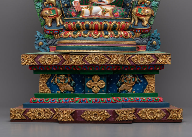 Acrylic Painted Statue For Namgyalma Long Mantra Practice | Tibetan Art Plated with Gold
