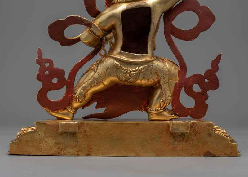 24K Gold Statue To Practice Vajrapani Mantra In Tibetan | Tibetan Buddhist Deity Sculpture