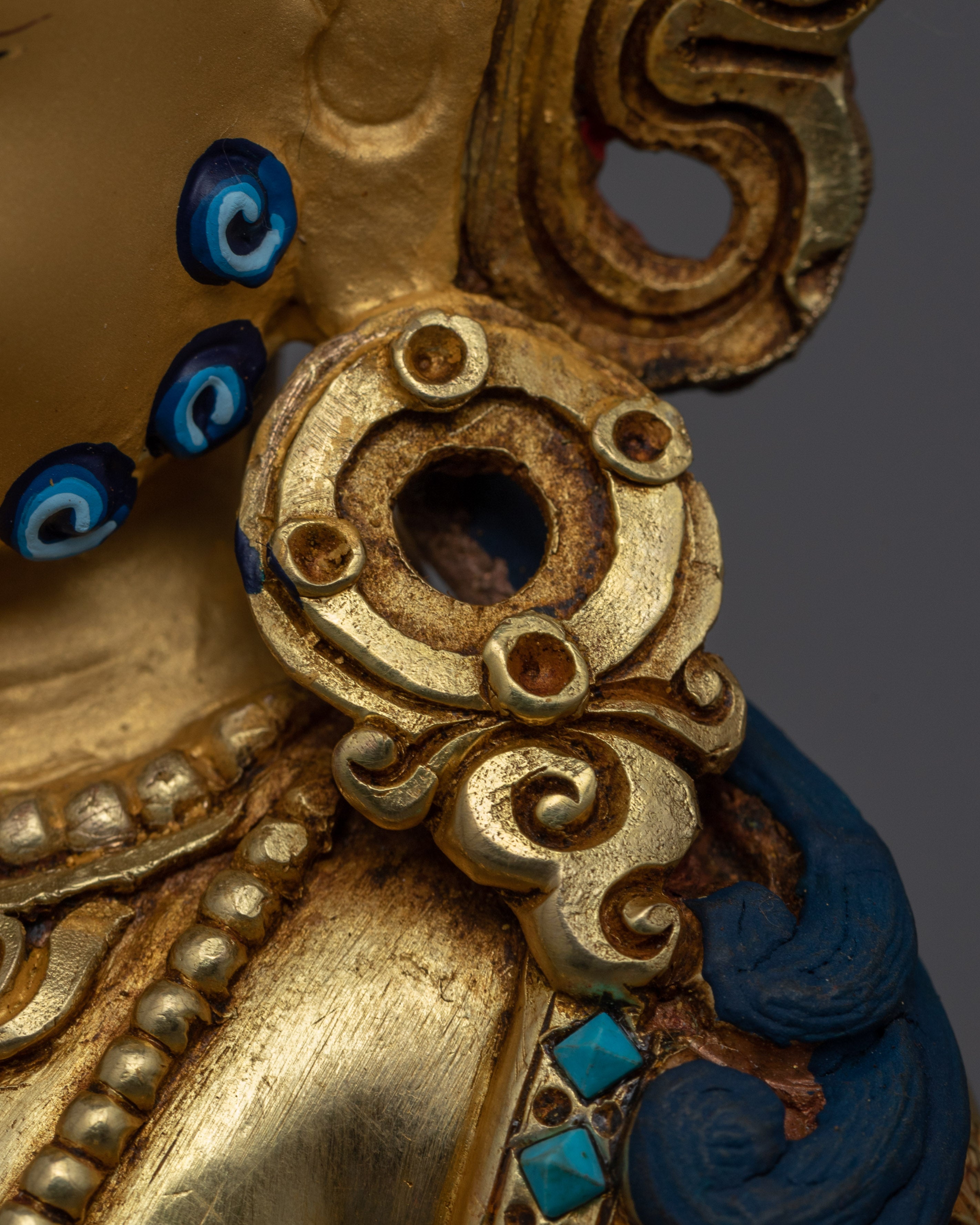 Tibetan Buddha God Of Wealth Statue | Traditional Tibetan Wealth Deity Gold Figurine
