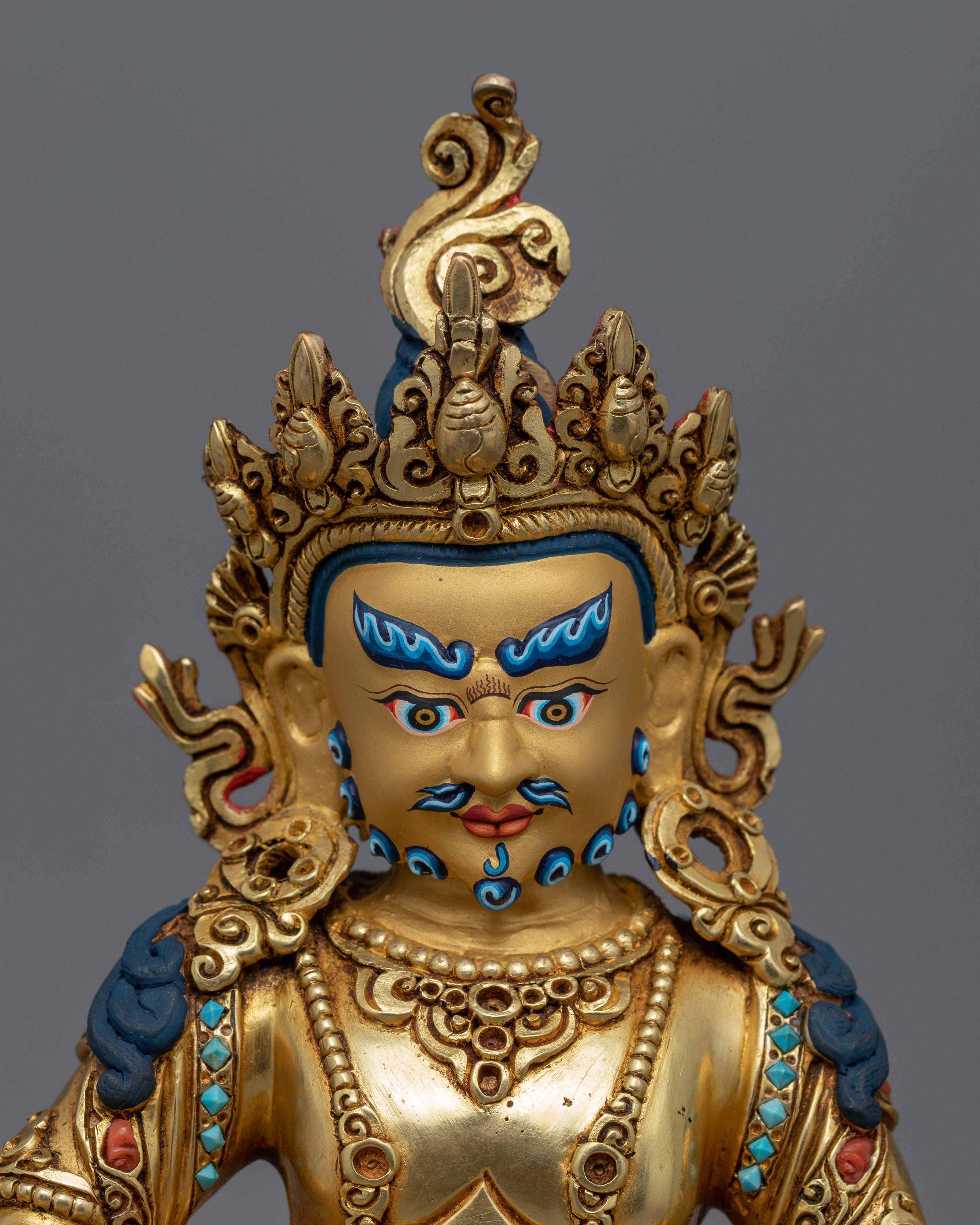 Tibetan Buddha God Of Wealth Statue | Traditional Tibetan Wealth Deity Gold Figurine