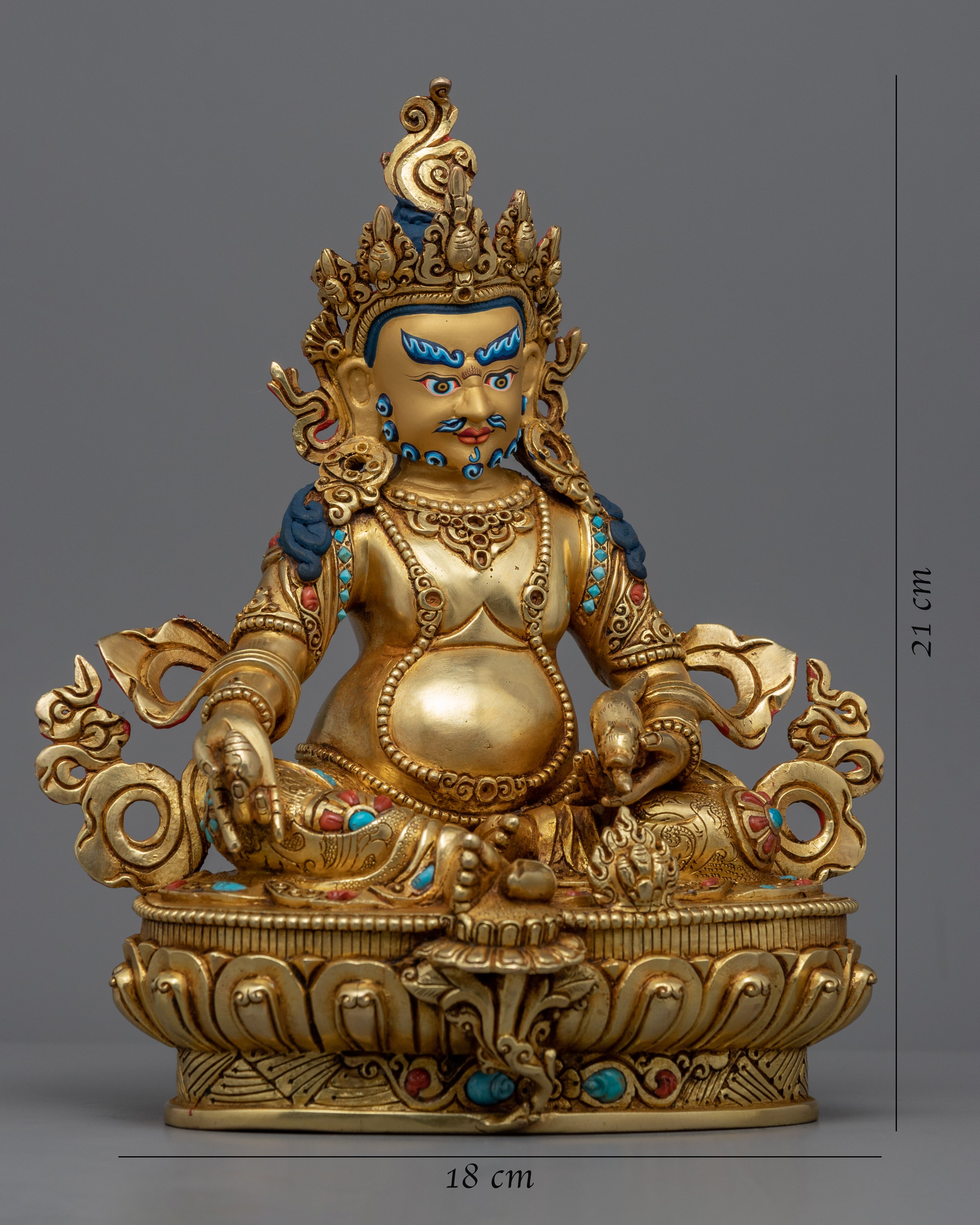 Tibetan Buddha God Of Wealth Statue | Traditional Tibetan Wealth Deity Gold Figurine