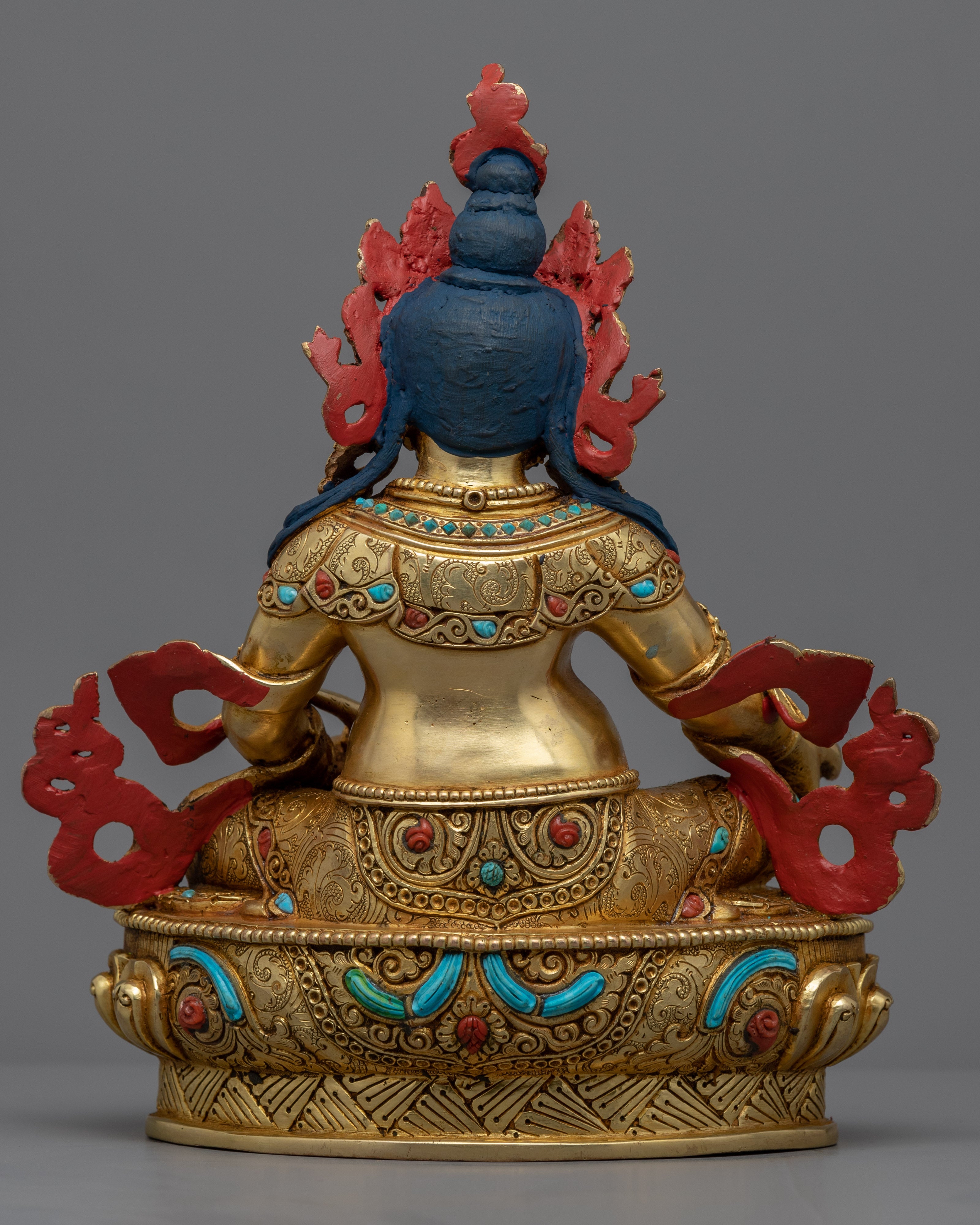 Tibetan Buddha God Of Wealth Statue | Traditional Tibetan Wealth Deity Gold Figurine