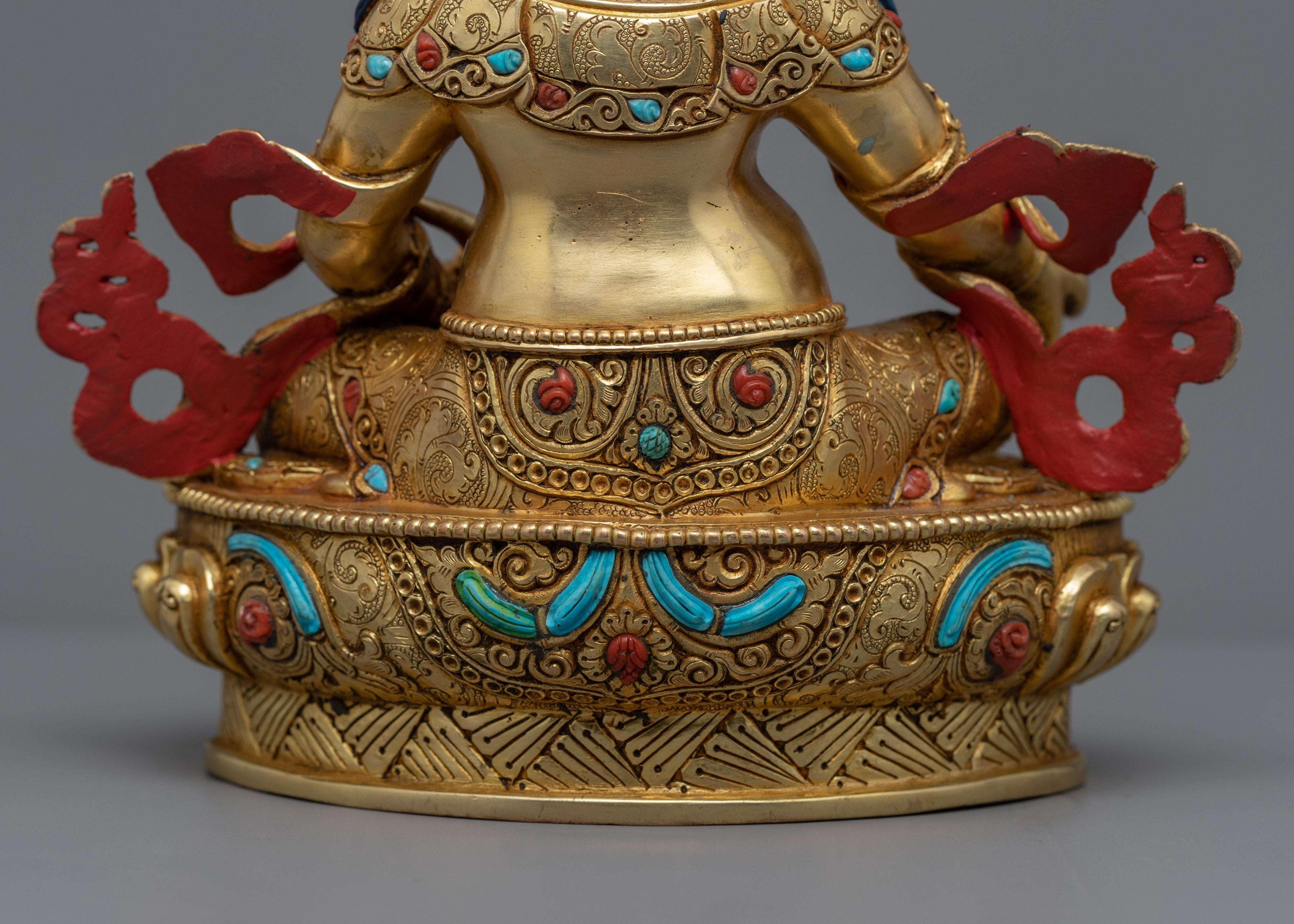 Tibetan Buddha God Of Wealth Statue | Traditional Tibetan Wealth Deity Gold Figurine