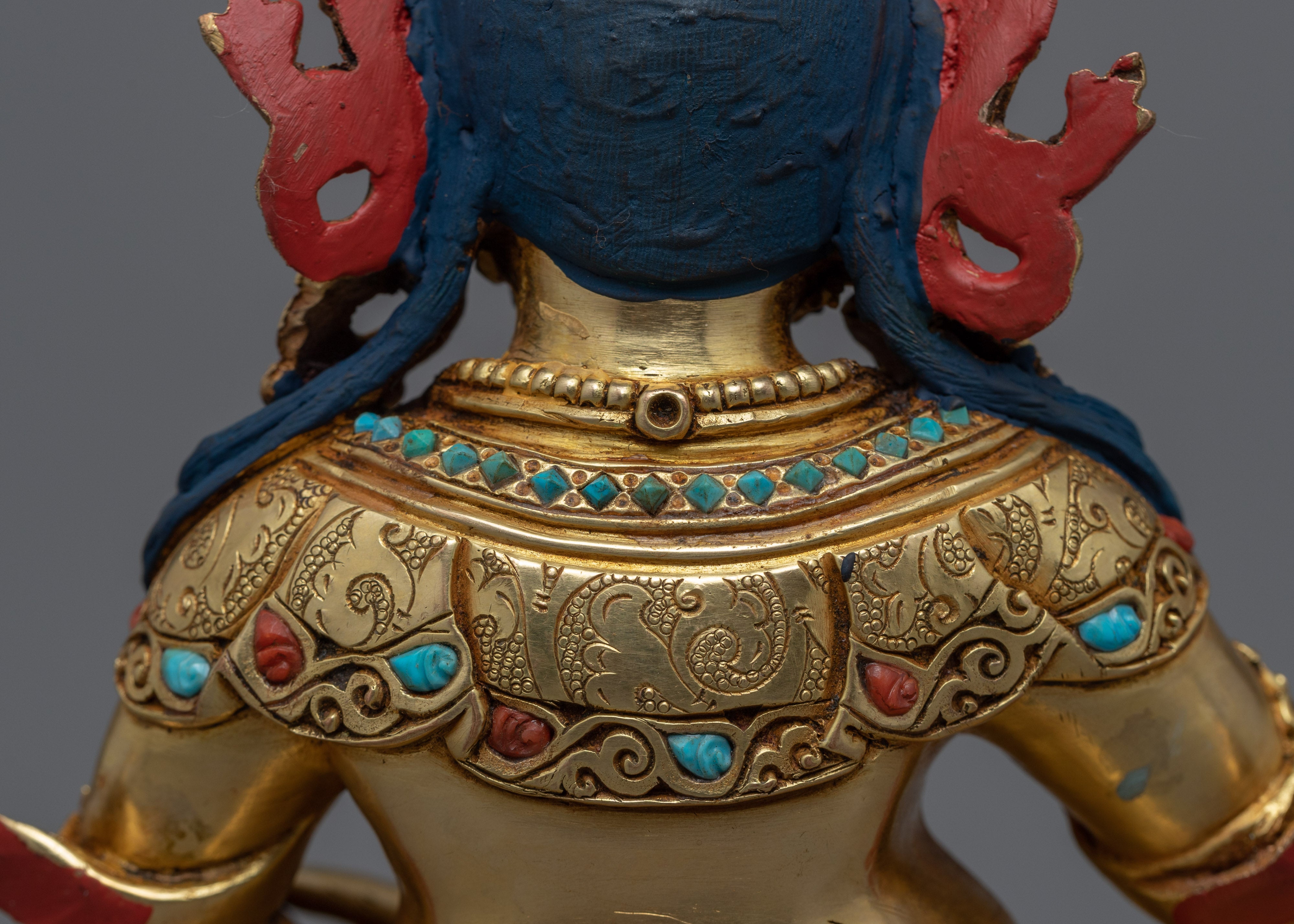 Tibetan Buddha God Of Wealth Statue | Traditional Tibetan Wealth Deity Gold Figurine