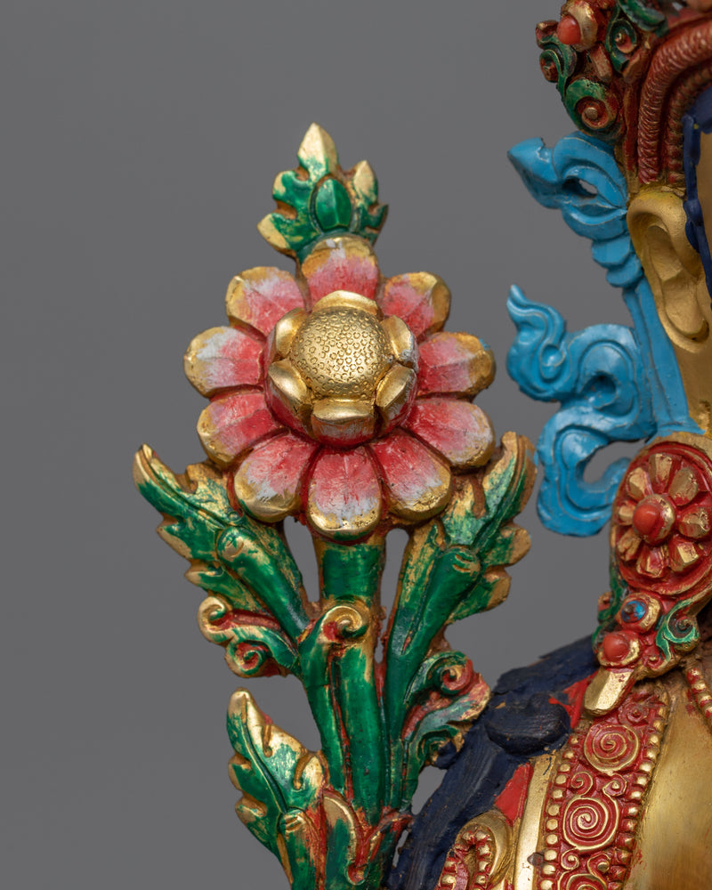 Nepali Princess Tara Gold Statue | Traditional Himalayan Green Tara Sculpture